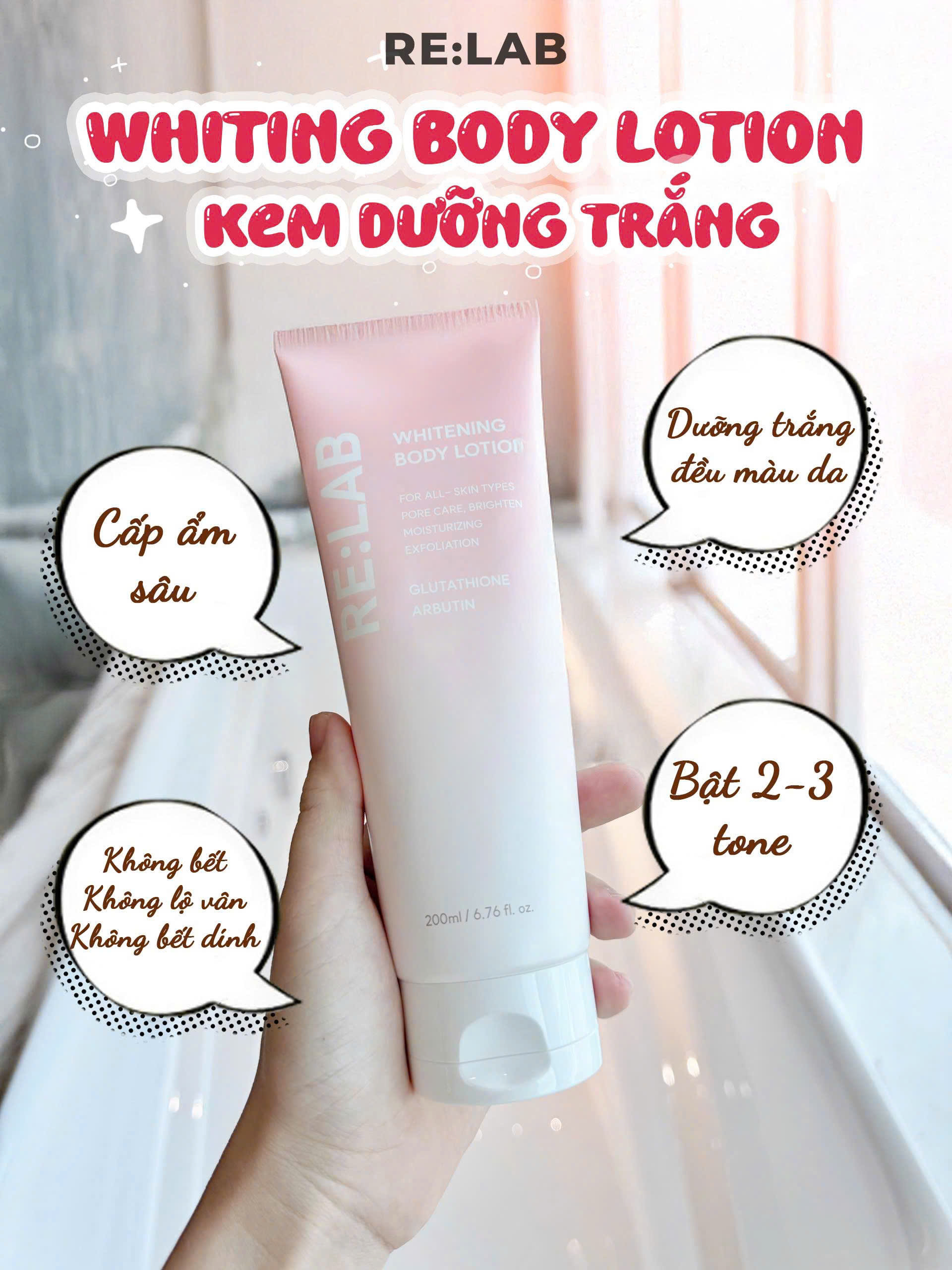 Chi tiết KEM BODY RE:LAB / WHITENING BODY LOTION 200ml