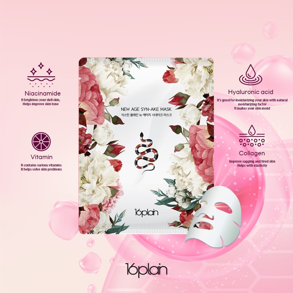 Chi tiết Mặt nạ dưỡng trắng da, ngừa mụn, chống lão hoá 16plain New Age Syn-Ake Mask x 30ml