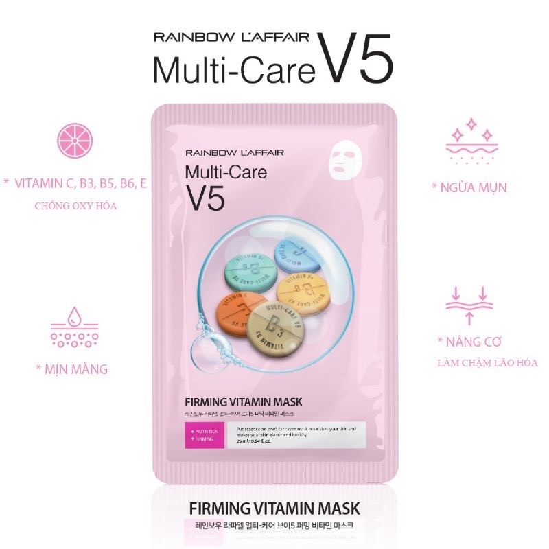 Chi tiết Mặt nạ chống lão hóa - ngừa mụn - săn chắc da Rainbow L'affair Multi-Care V5 Firming Vitamin 25ml